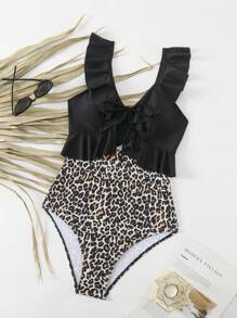 Swim Lushoire Summer Women's Sexy V-Neck Printed Textured Fabric Backless One-Piece Swimsuit, Beachwear