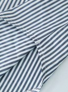 EMERY ROSE 大碼條紋圖案弧形下擺襯衫洋裝