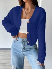 Flirla Fashion Versatile Cardigan, Solid Color Minimalist Casual Everyday Wear