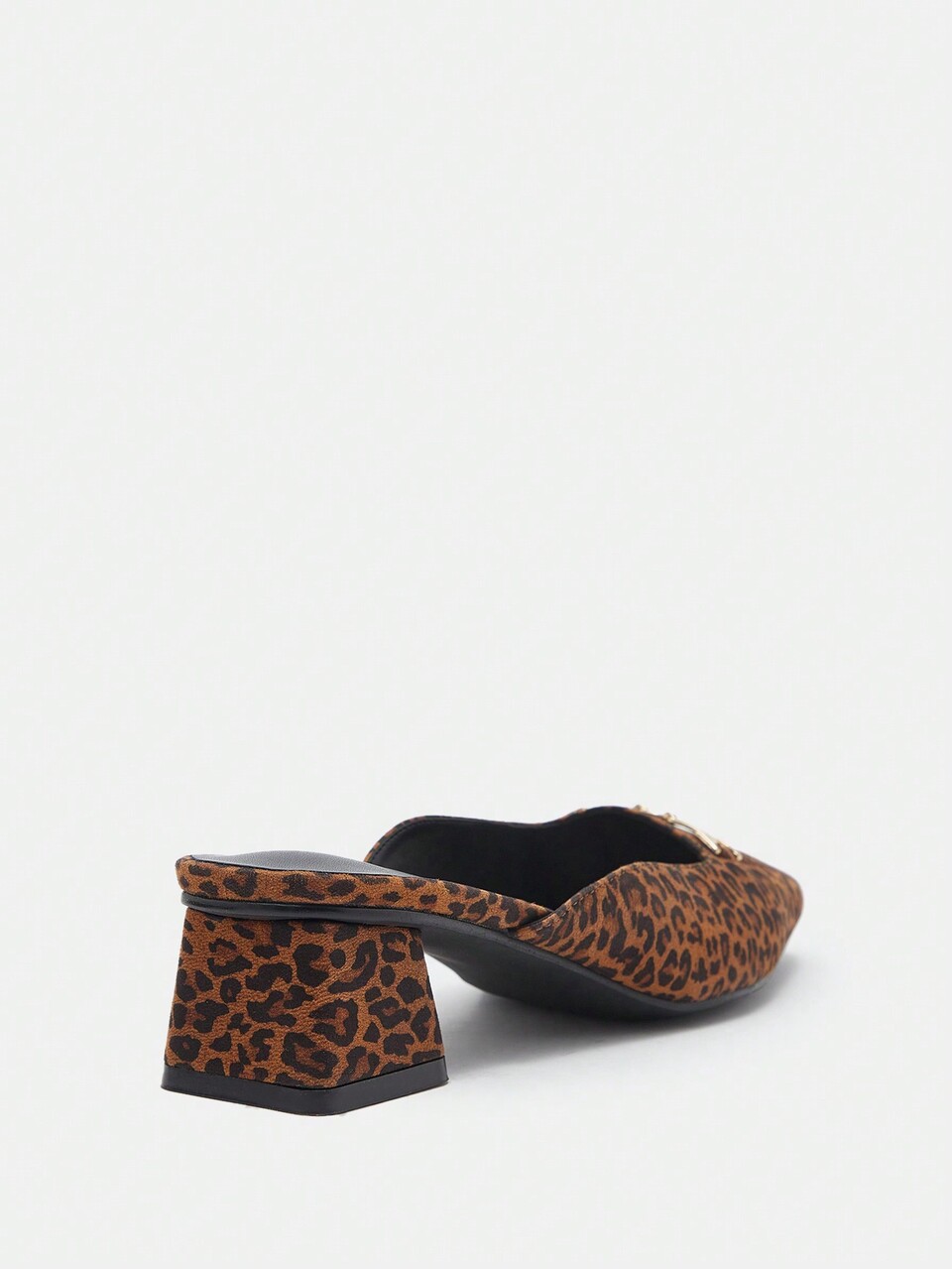 CUCCOO BIZCHIC Women's Square Toe Leopard Print Slip-On Low Heel Casual Mules