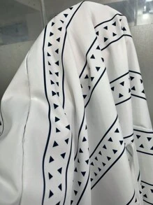 Swim Vcay Beach Outfits For Woman Summer Beach Women's Geometric Print Batwing Sleeve Cover-Up Dress