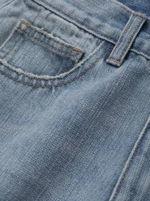 DAZY Women's Straight Leg Jeans With Frayed Hem, Casual & Fashionable For Daily Wear