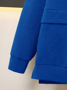 SHEIN Leap Crew 2pcs/Set Young Boys Casual Hoodie Sweatshirt And Pants Sets, Comfortable And Fashionable Loose Fit, Suitable For School, Everyday, Outdoor, Sports In Autumn/Winter - Royal Blue - View 4