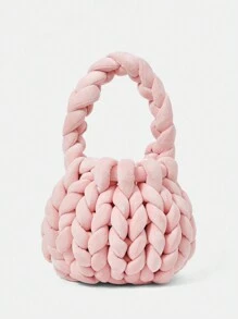 SHEIN MOD Túi đeo vai xếp ly họa tiết hoa 3D dễ thương cho ngày lễ tình nhân - Hồng - Xem 6