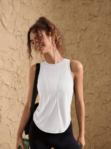 VARSITIE Round Neck Sleeveless Crossover Loose Women Sports Tees & Tanks