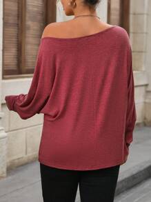 SHEIN LUNE Conjunto informal holgado de 3 piezas (camiseta de manga larga, cuello sesgado y colorido) tallas grandes, adecuado para Año Nuevo, Día de San Valentín, Acción de Gracias, Navidad, Fiesta nacional, Nochevieja, Fiesta de Navidad, decoración navideña, ropa de hogar navideña, vacaciones de primavera