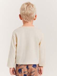 THE HAPPY LOOK T-Shirt mit Rundhalsausschnitt und Pferde-Print für Jungen, kastenförmiger Schnitt, lässiger Alltagsstil, nicht dehnbarer Strickstoff, Drop-Shoulder