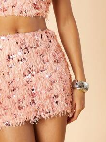 SHEIN Unity Sexy Party Faux Fur Short Mini Skirt