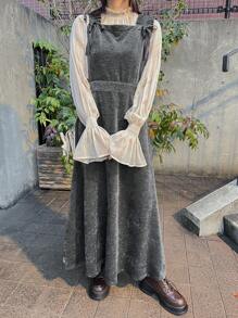 FRIFUL Women Sleeveless Long Casual Solid Dress, Autumn/Winter - Grey - View 1