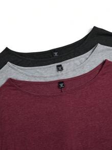 SHEIN LUNE Conjunto informal holgado de 3 piezas (camiseta de manga larga, cuello sesgado y colorido) tallas grandes, adecuado para Año Nuevo, Día de San Valentín, Acción de Gracias, Navidad, Fiesta nacional, Nochevieja, Fiesta de Navidad, decoración navideña, ropa de hogar navideña, vacaciones de primavera