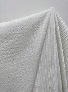 Solid Color V-Neck Single-Breasted Jacquard Long Sleeve Jumpsuit Loungewear - White - View 7