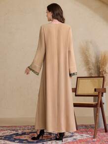 Al Najma 女士休闲 V 领长袖阿拉伯风格佩斯利印花连衣裙，阿拉伯连衣裙 - 彩色 - 查看 6