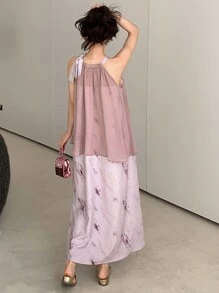 DAZY Women's Dress With Mesh Panels & Tie-Dye Print Sundress,Casual Women Dresses