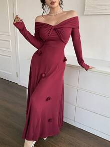 Modelyn Women's C Style Arabian Dress - Burgundy - View 3