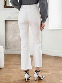 DAZY Women's Casual Plain Flare 7/8 Length Jeans Work Women Clothes