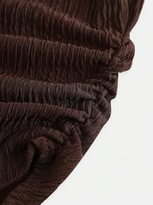 SHEIN Girlism 少女春夏装，春季纯棕色/针织纹理面料不对称下摆T恤/适合春夏季穿着，聚会 - 棕色 - 查看 5