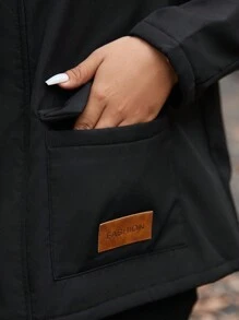 Calvaya Chaqueta con capucha y cremallera delantera minimalista, uso diario casual, para invierno, talla grande
