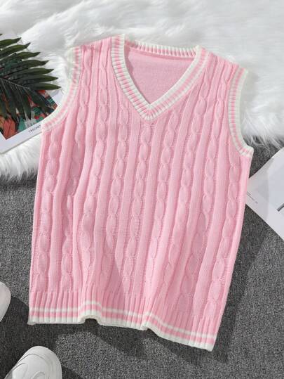 Claim Dot Kontrastbandande V-ringad casual tröjväst för män, standardstorlek, för höst/vinter