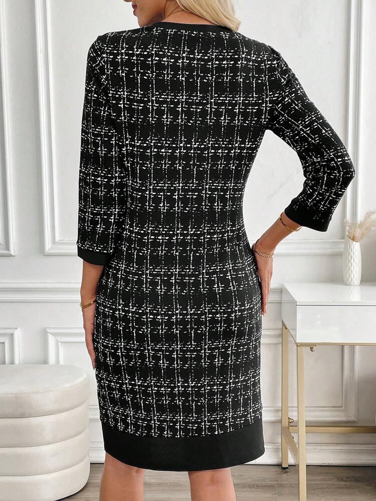 Women Checkered Casual Commuter Dress For Spring Clothes Valentine's Day