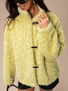 Forever 21 Áo khoác lông mịn cho nữ - Màu vàng - Xem 3