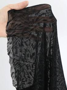 Swim Lushoire Summer 2pcs/Set Women Modest Solid Color Mesh Splice Strap Top And Bikini Bottom - Black - View 8