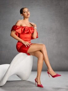 CUCCOO SZL Giày cao gót mũi nhọn họa tiết da báo gợi cảm thời trang Mules cho nữ - Màu Đỏ Sâu - Xem 11