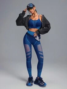 Innovista Blue High Elastic Seamless Breathable 3d Sculpting Sports Set 2pcs Women Sport Sets, Seamless Middle Support Racerback Push Up Sports Bra & Workout Biker Leggings Set, Daily Casual & Workout Set, Yoga Set, Gym Set, Running Work Out, Fall Winter Wearfall Outfits For Women Cool Light Bluelook F/W Athletic Wear, Cool Wear Collection - Blue - View 6