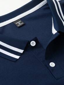 Manfinity Homme Plus Size Men's Casual Tennis Polo Shirt, Simple And Fashion, Everyday Wear