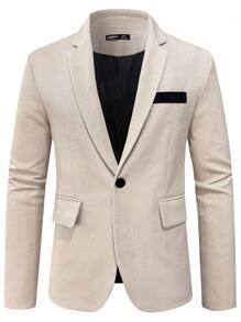 Manfinity Mode Men's Autumn/Winter Lapel Neck Long Sleeve Colorblock Business Casual Blazer