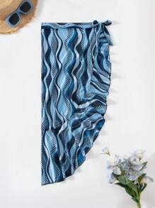 Swim Mulvari Falda media casual de playa de verano con estampado aleatorio para mujer