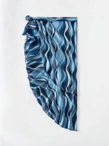 Swim Mulvari Falda media casual de playa de verano con estampado aleatorio para mujer