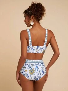 Travachic 女士花卉印花泳裤、度假/沙滩装 - 白色 - 查看 6