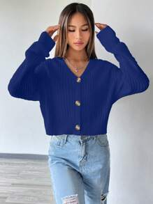 Flirla Fashion Versatile Cardigan, Solid Color Minimalist Casual Everyday Wear