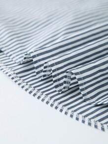 EMERY ROSE 大碼條紋圖案弧形下擺襯衫洋裝