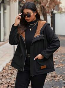 Calvaya Chaqueta con capucha y cremallera delantera minimalista, uso diario casual, para invierno, talla grande