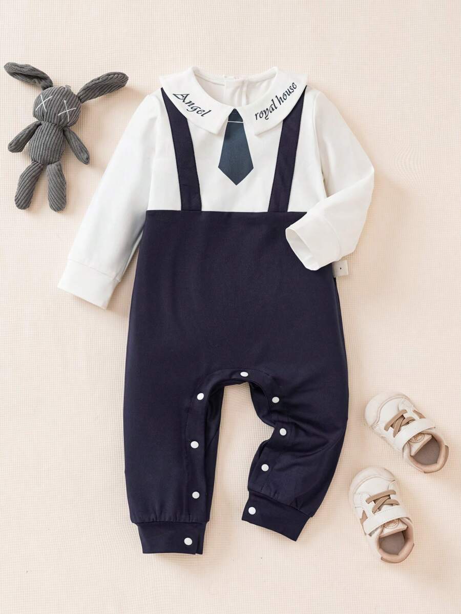 SHEIN 男宝宝时尚一周岁生日长袖连体衣