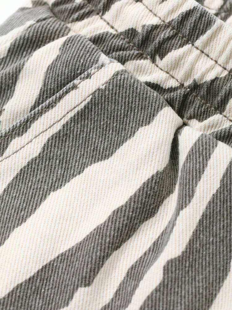 Women's Casual Wide Leg Zebra Print Jeans