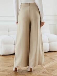 DAZY 纯色阔腿褶皱及地女裤，教师裤