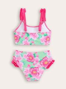 SHEIN Tween Girls New Fashion Girls Ruffled Trim 2 Pieces Bikini Set - Multicolor - View 2