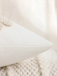 1 pieza Funda de almohada decorativa de Pascua, funda de cojín de lienzo con bordado de conejo de peluche para sala de estar, dormitorio, sofá, decoración de otoño, decoración de otoño, decoración de habitación