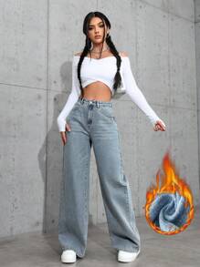 Casual Washed Loose Straight-Leg Jeans - Dark Wash - View 5