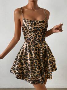 Zolique Sexy Leopard Print Backless Skirt, Holiday Party Dress, Date Night Outfits Women, Masquerade Ball Dress, Birthday Dresses, Valentine's Day Dress - Multicolor - View 6