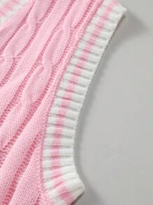 Claim Dot Contrast Binding V Neck Casual Sweater Vest For Men, Standard Size, For Fall Winter