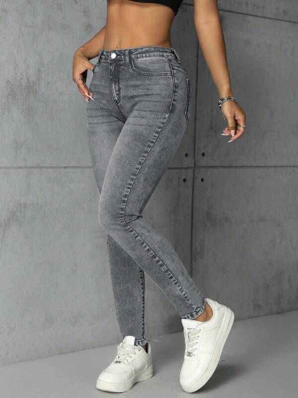 SHEIN Essnce Simple Fashion Casual Daily Wear Denim Jeans