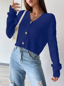 Flirla Fashion Versatile Cardigan, Solid Color Minimalist Casual Everyday Wear