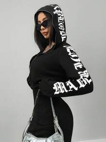 SHEIN Coolane 运动衫搭配吊带裙两件套，休闲时尚，适合日常穿着 - 黑色 - 查看 2