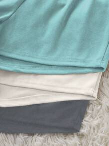 3件套纯色腰部打结休闲短裤睡眠短裤 - 彩色 - 查看 6