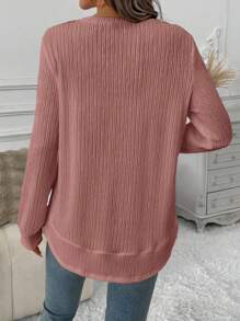 SHEIN LUNE Women Casual Sports Soft Asymmetrical Hem Textured Fabric Sweatshirt, Elegant For Outdoor & Home, Comfortable For Autumn/Winter