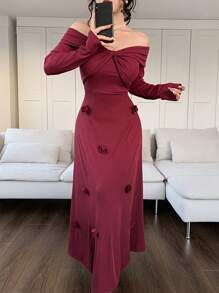 Modelyn Women's C Style Arabian Dress - Burgundy - View 4