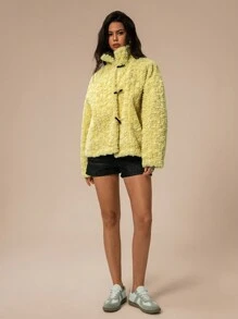 Forever 21 Áo khoác lông mịn cho nữ - Màu vàng - Xem 4